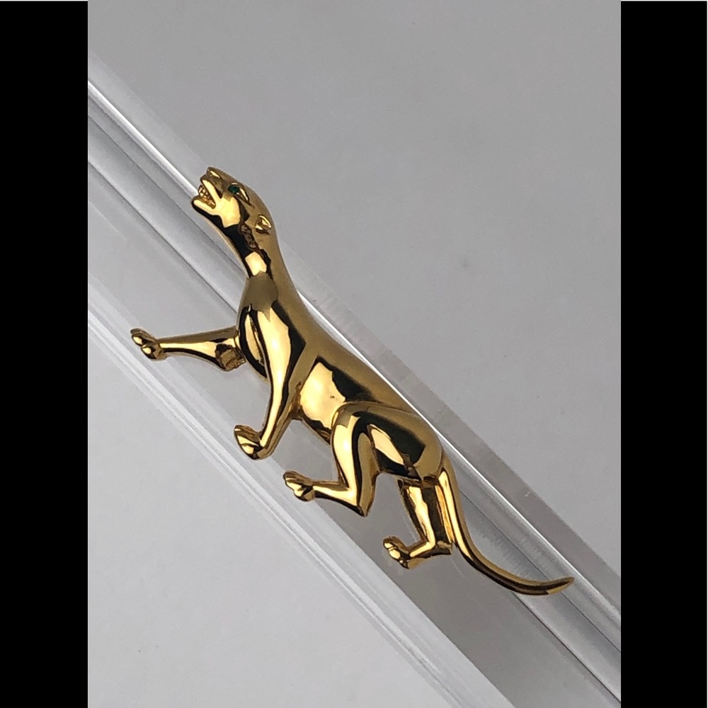 VTG NINA RICCI GOLD PLATE PANTHER BROOCH